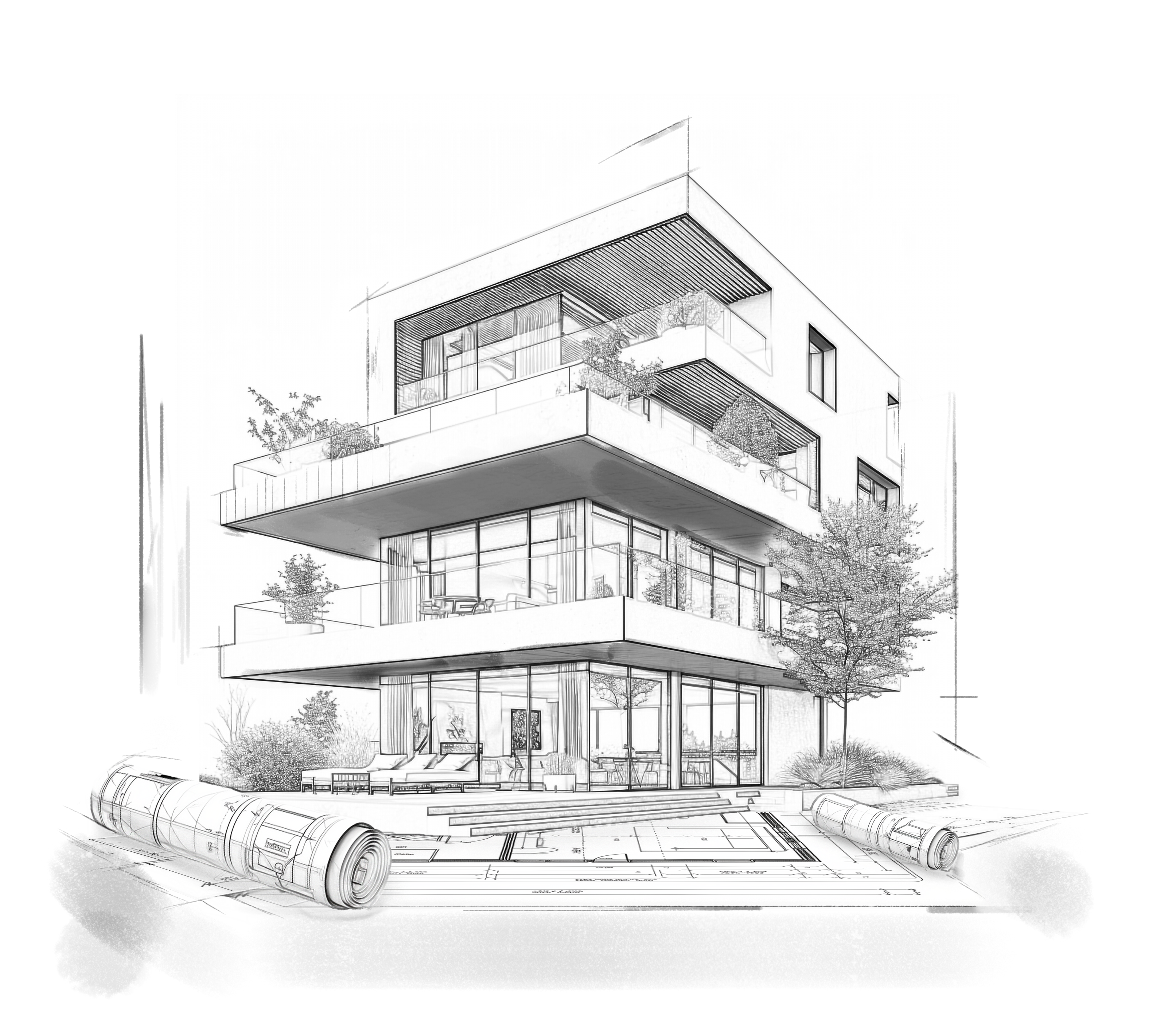 conceptual project of a multi-family residential building_d2_sketch